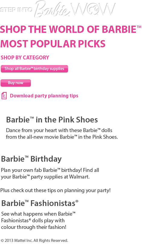 Barbie Advertisement Webpage Snapshot PNG