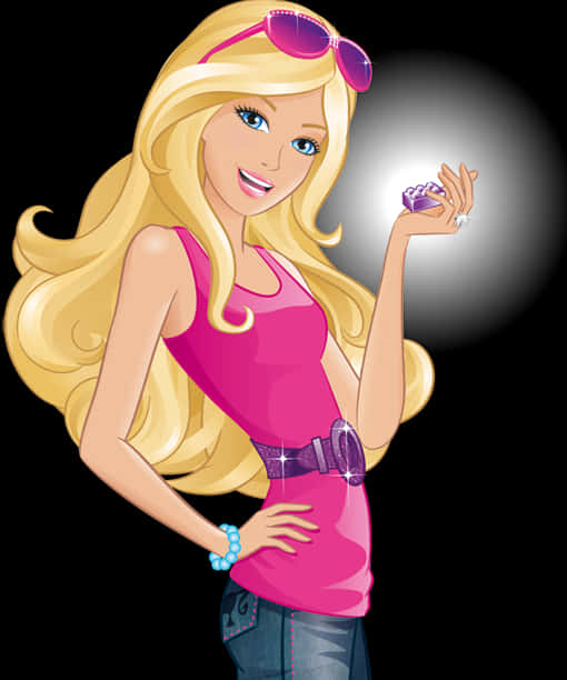 Barbie Animated Character Pose PNG