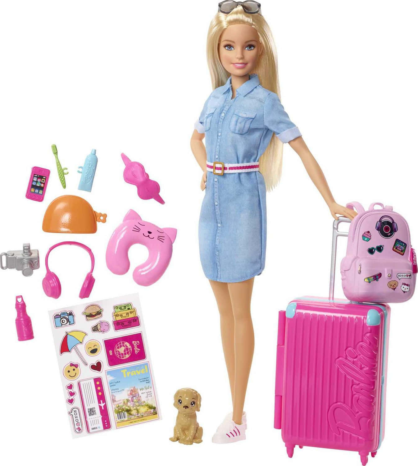 Barbieviaggia Con Una Valigia E Accessori.