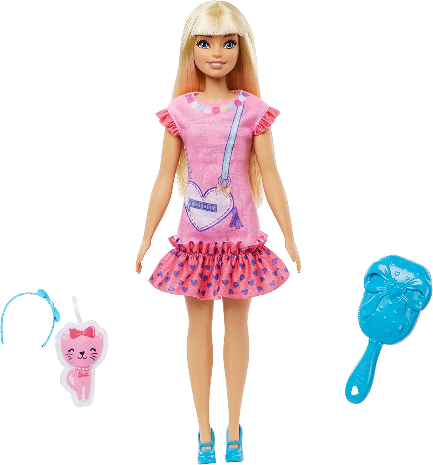 Barbiepuppe Mit Rosa Kleid Und Accessoires.