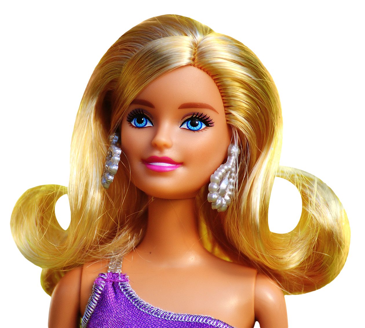 Barbie Doll Portraitwith Pearl Earrings PNG