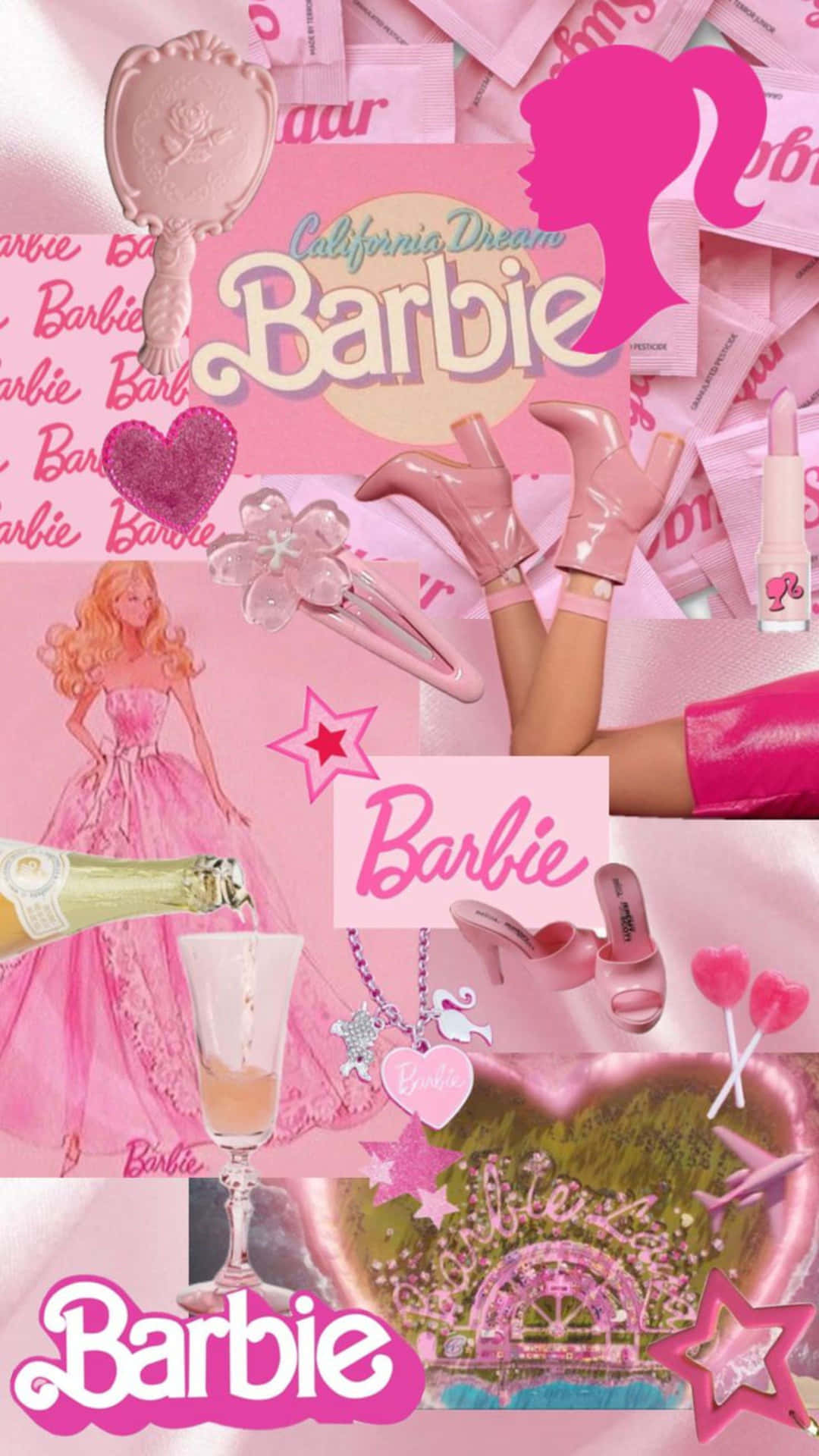 Barbie Dream Pink Collage Wallpaper