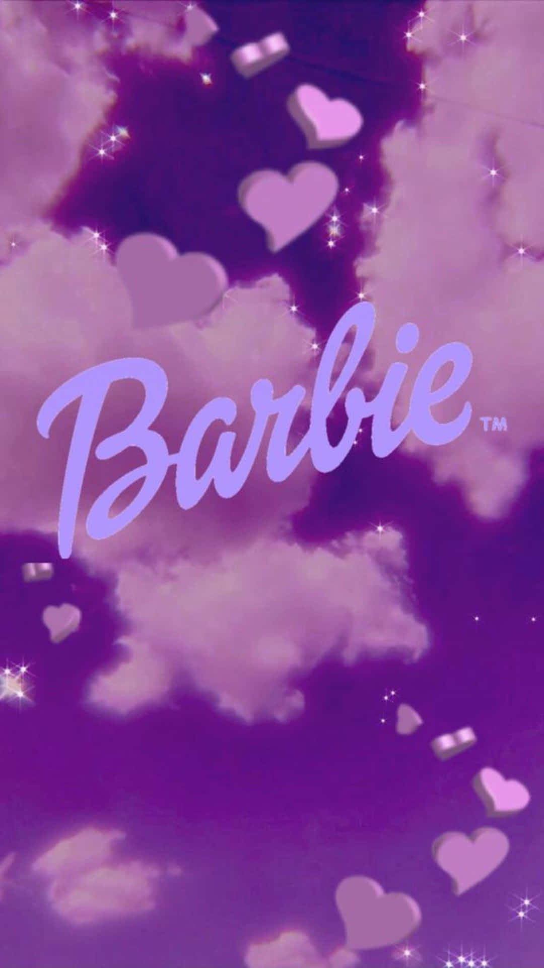 Barbie Logo Purple Hearts Aesthetic Wallpaper
