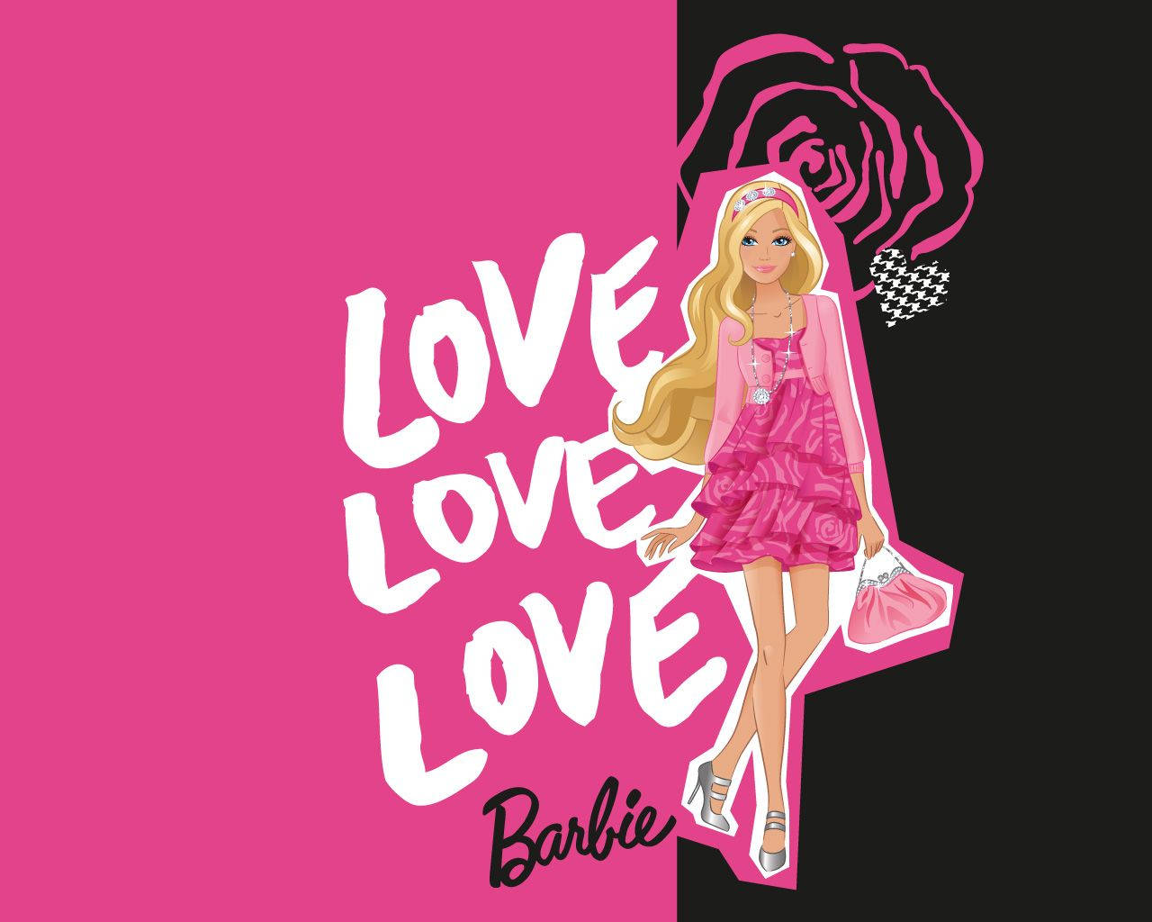 Barbie Love In Black And Pink Wallpaper