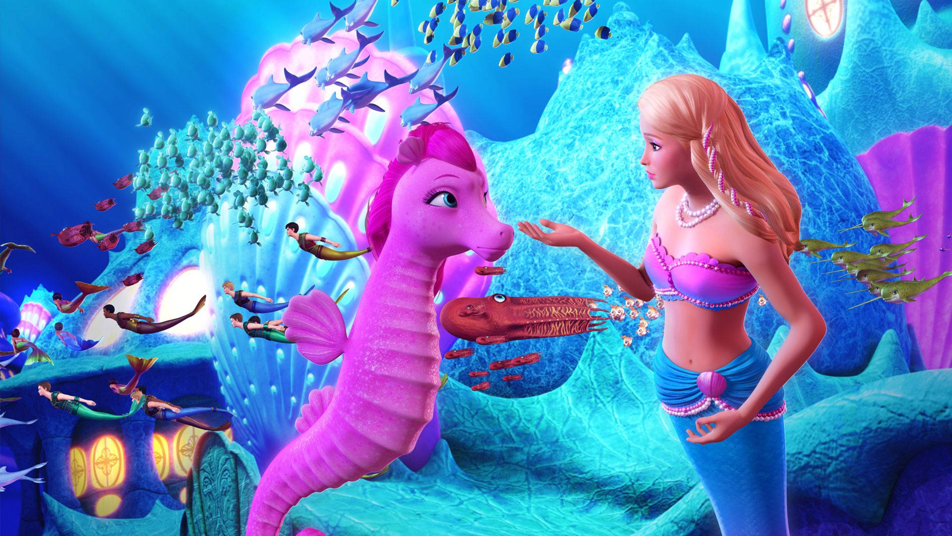 Barbie Mermaid And Seahorse Wallpaper