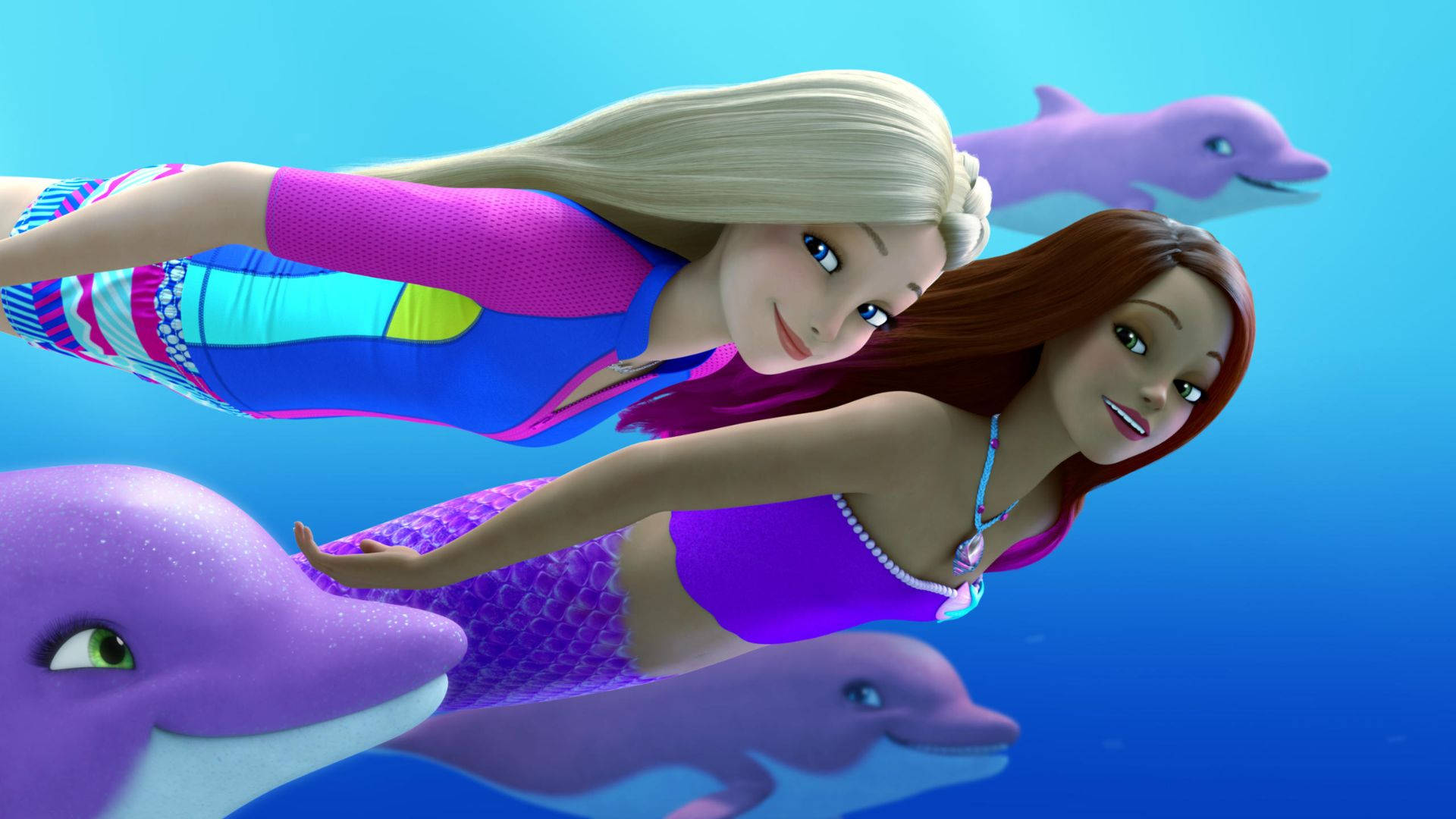 Barbie Havfrue Med Delfiner og Søstjerner beskrivelse Wallpaper