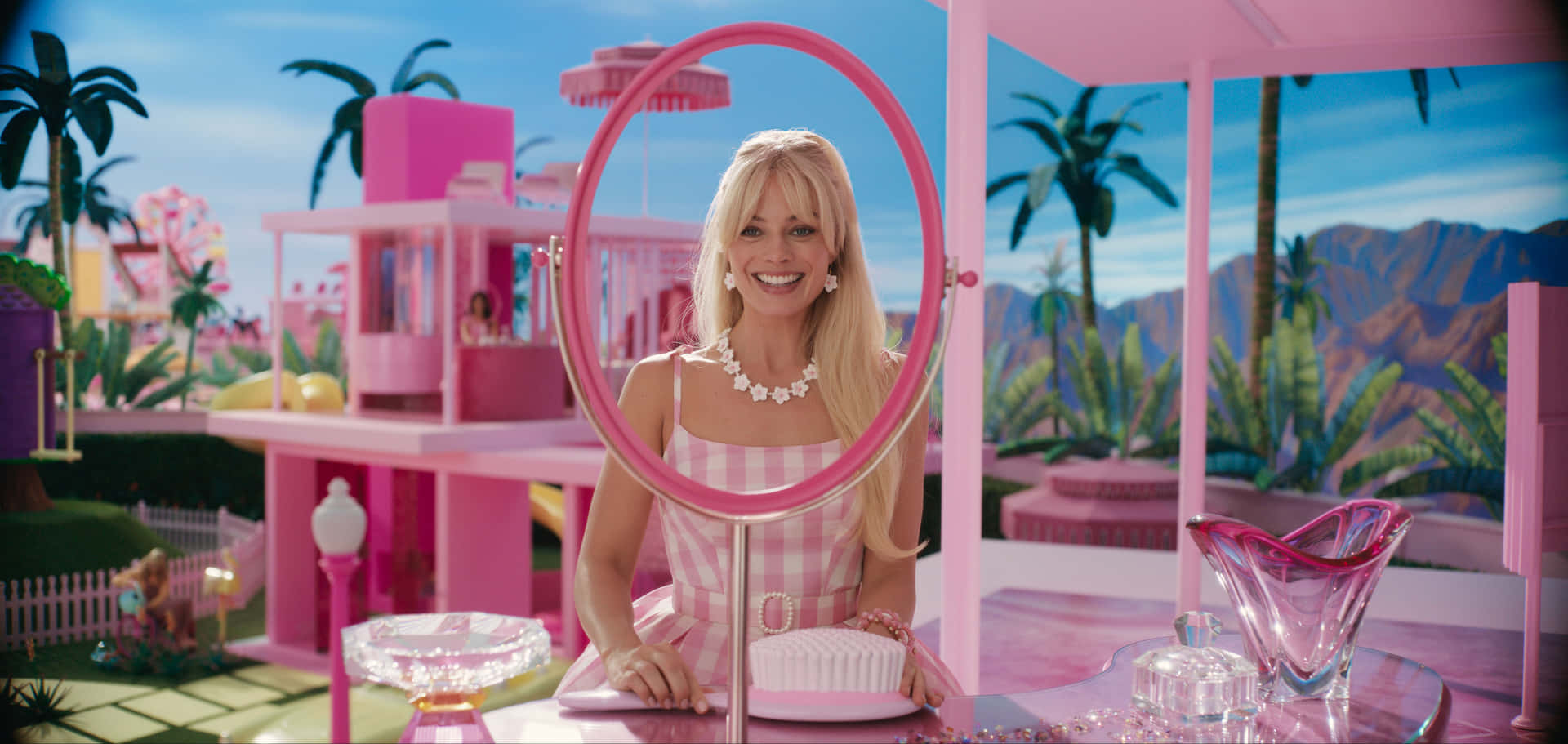 Barbie Movie Pink Paradise Scene Wallpaper
