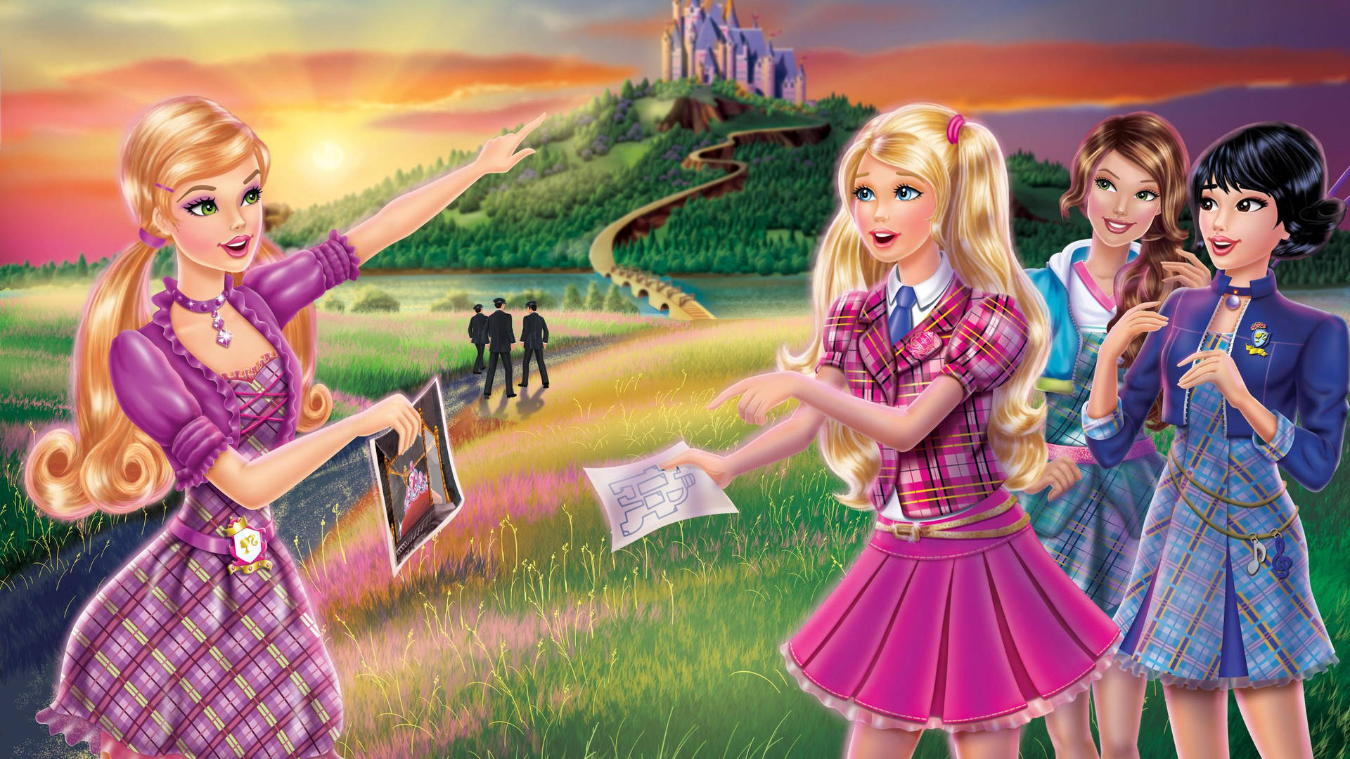 Barbie Prinsesse Charme Skole Udendørs Tapet Wallpaper