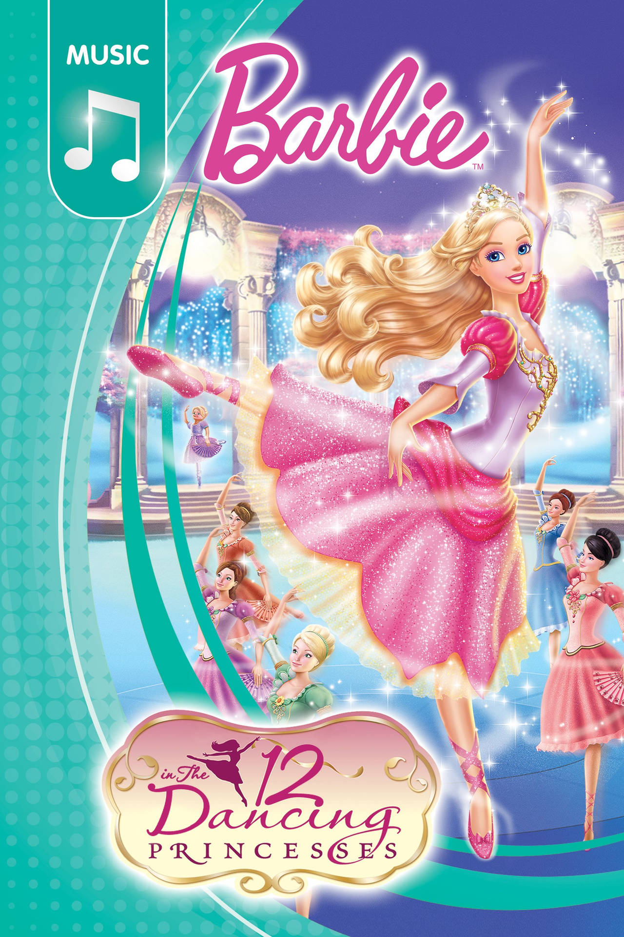 Barbieprinsessa Dansande Prinsessor Musik Omslag Wallpaper