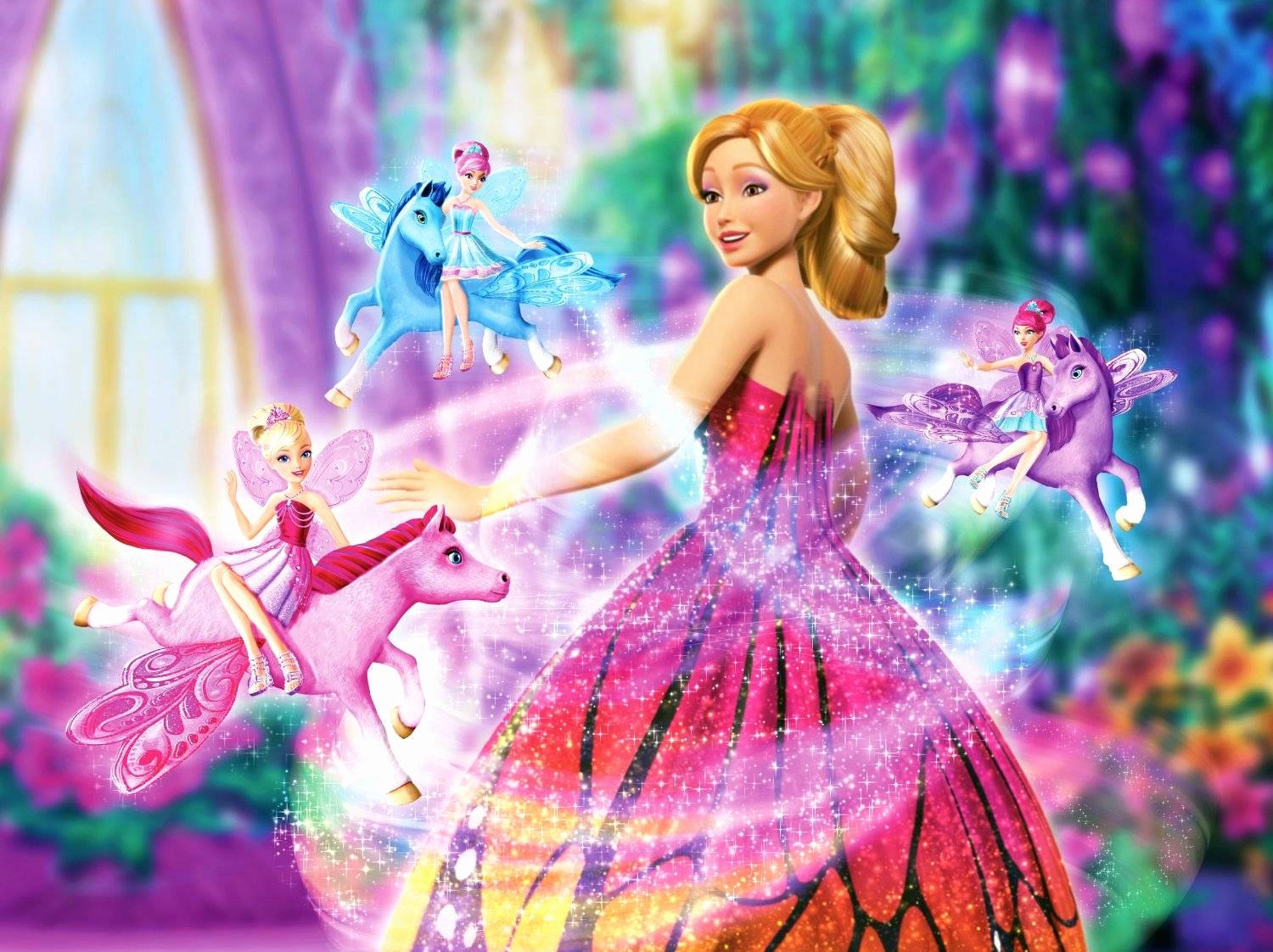 Barbie Princess Mariposa With Fairies Wallpaper