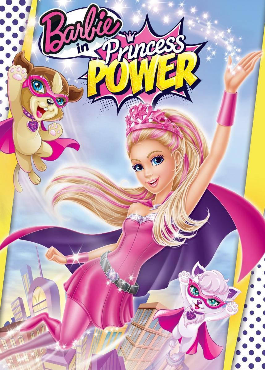 Barbie Prinsesse Kraft Flyvende Plakat Tapet: Fremhæv din indre prinsesse med dette flyvende prinsesse magt Barbie tapet! Wallpaper