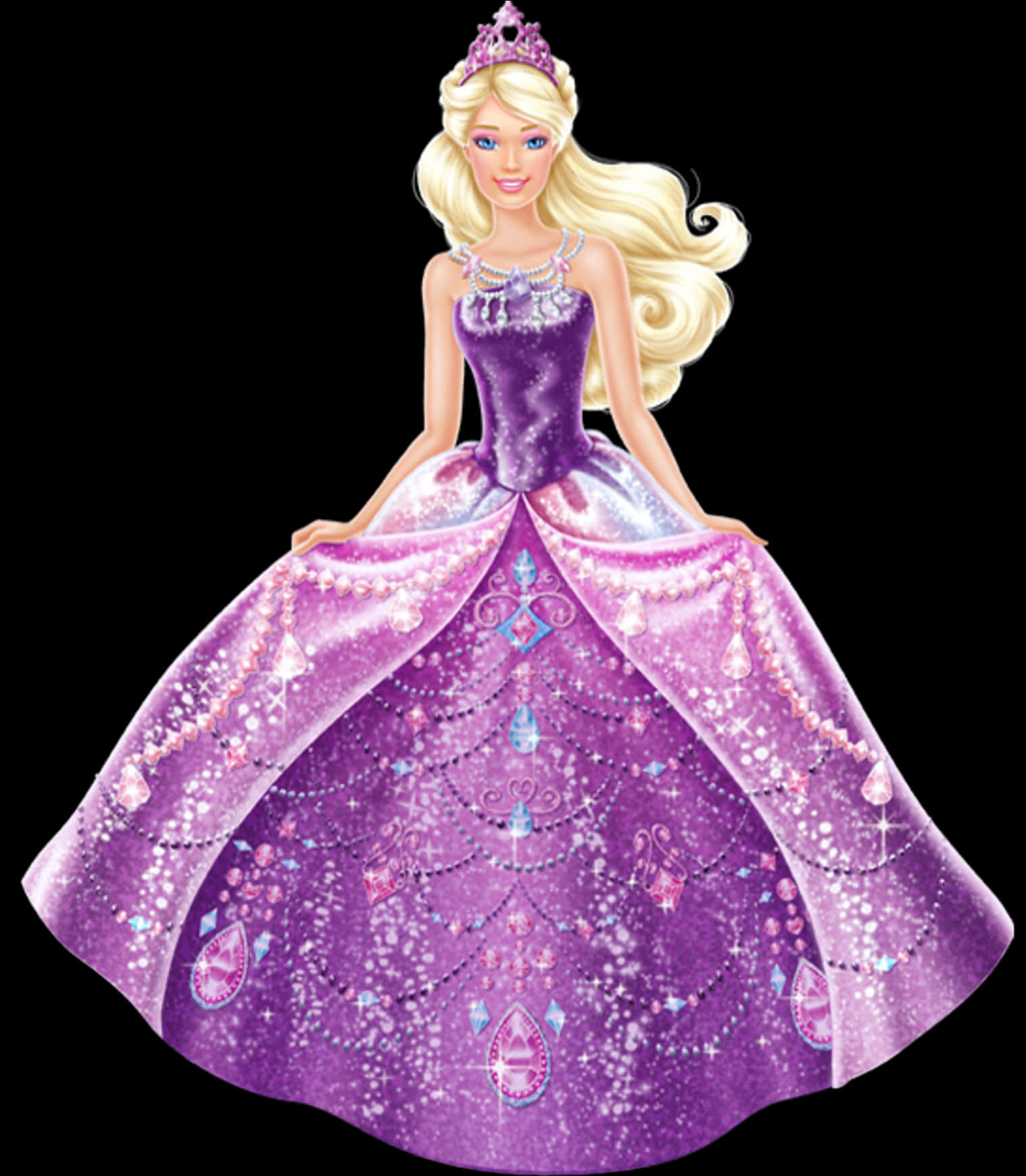 Barbie Princessin Sparkling Purple Gown PNG