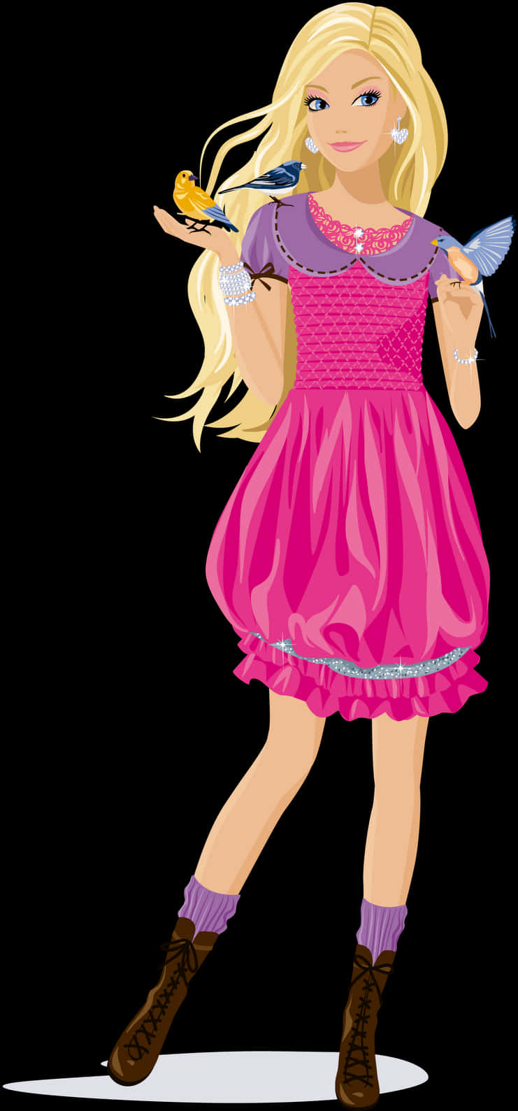 Barbie With Bird Friends PNG