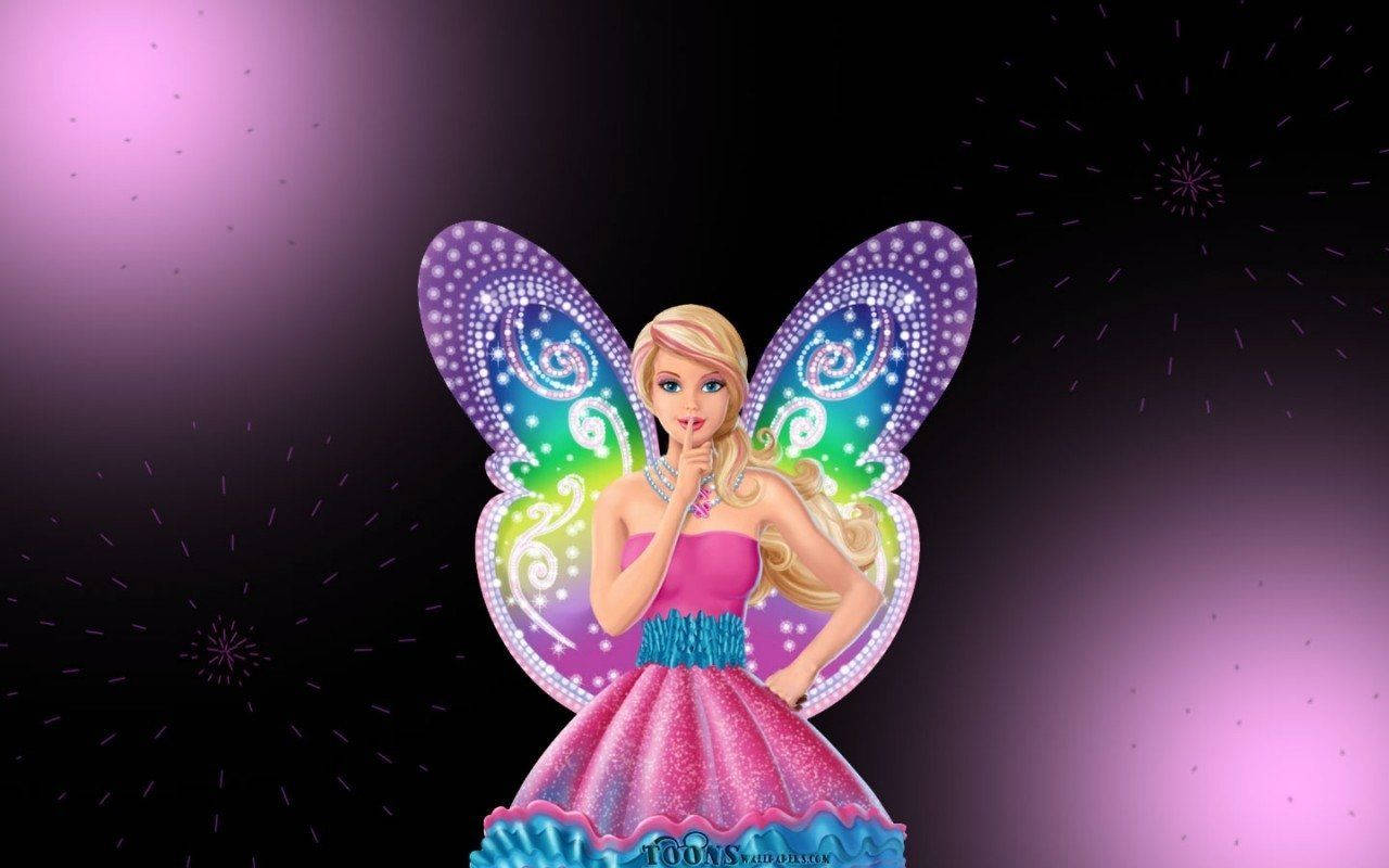 Barbie With Rainbow Wings Wallpaper