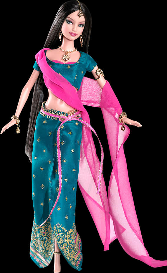 Barbiein Traditional Indian Attire PNG