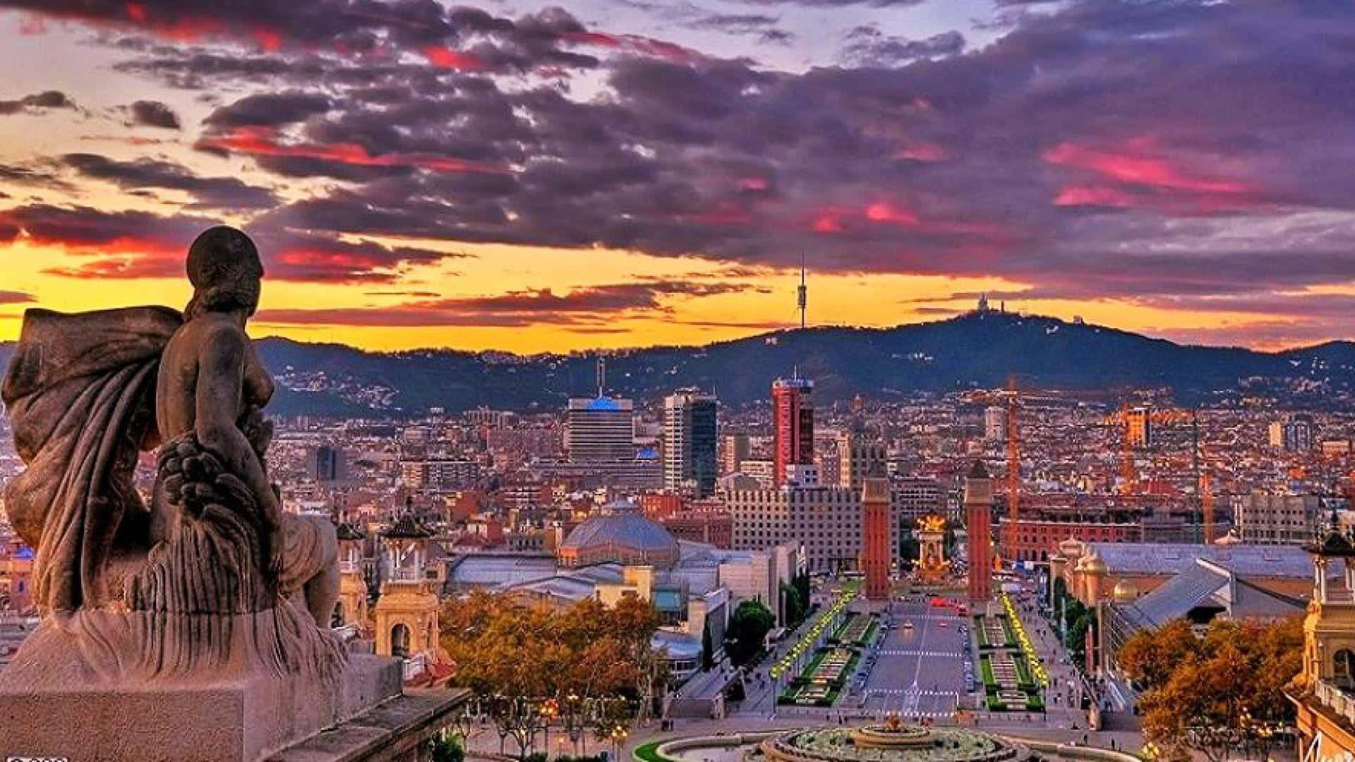 Diemalerische Stadtaussicht Von Barcelona