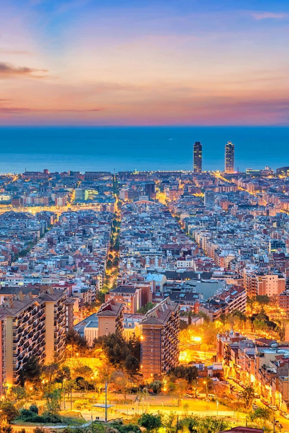 Download Aerial view of Barcelona City, Spain | Wallpapers.com