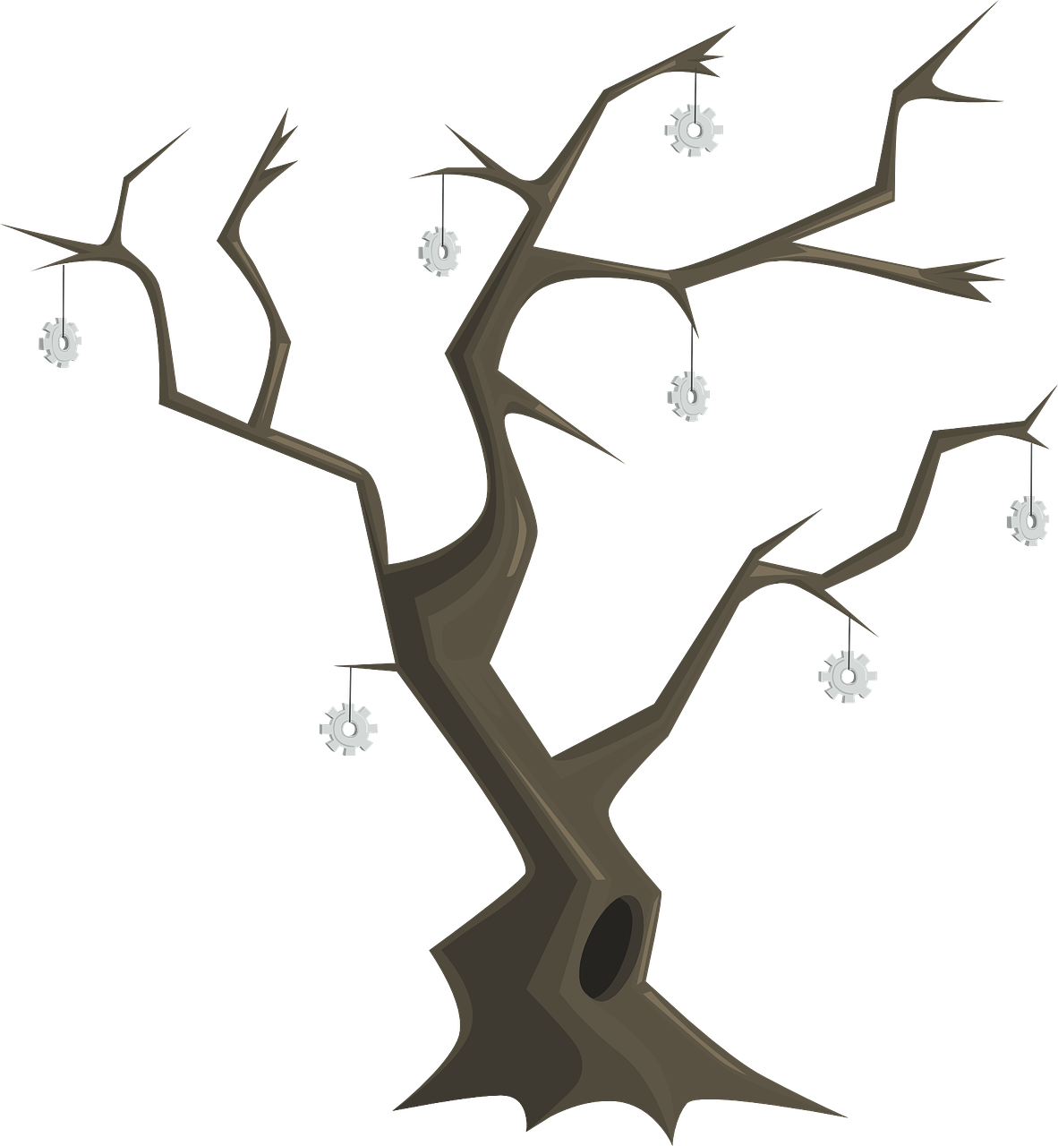 Bare Treewith Spider Webs PNG