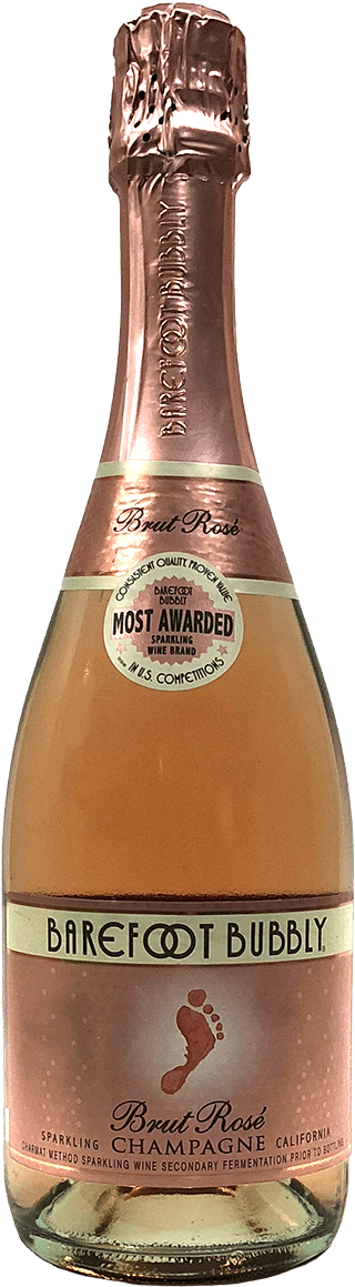 Barefoot Bubbly Brut Rose Champagne Bottle PNG
