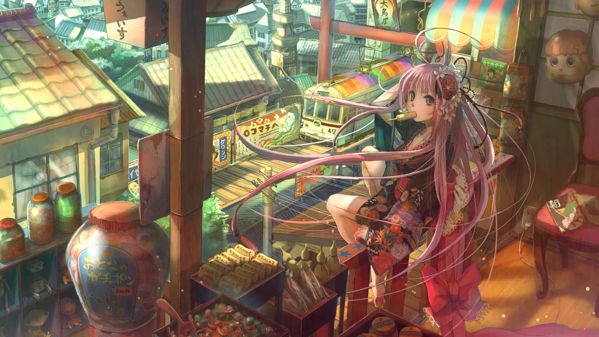 Barefoot Building Colorful Anime Wallpaper
