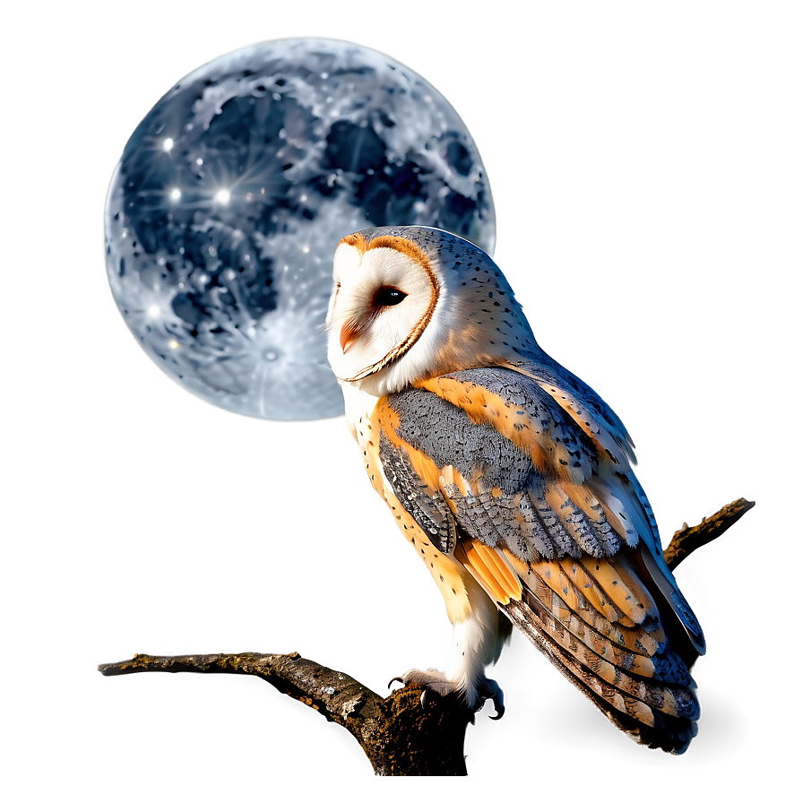 Download Barn Owl And Moon Png 06252024 | Wallpapers.com