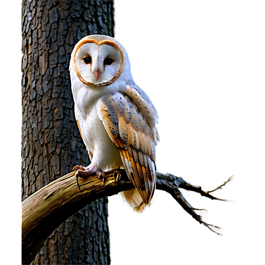 Download Barn Owl In Tree Png Gdh | Wallpapers.com