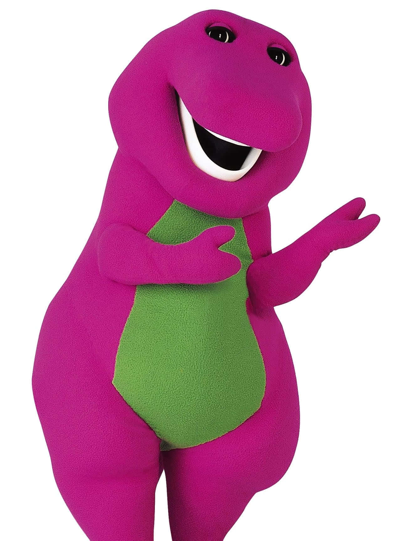 Barney,el Adorable Dinosaurio Morado, Repartiendo Sonrisas Y Alegría Fondo de pantalla