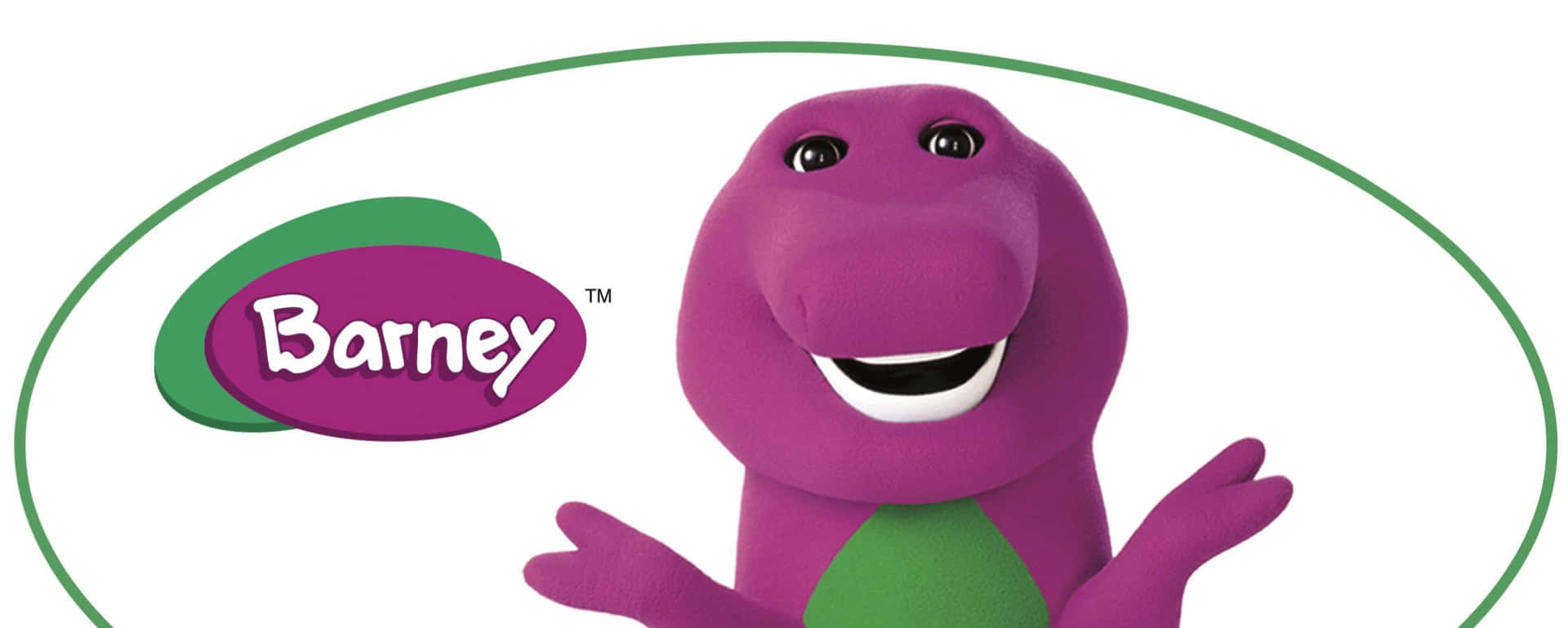 Barney the Friendly Purple Dinosaur Smiling and Waving Wallpaper