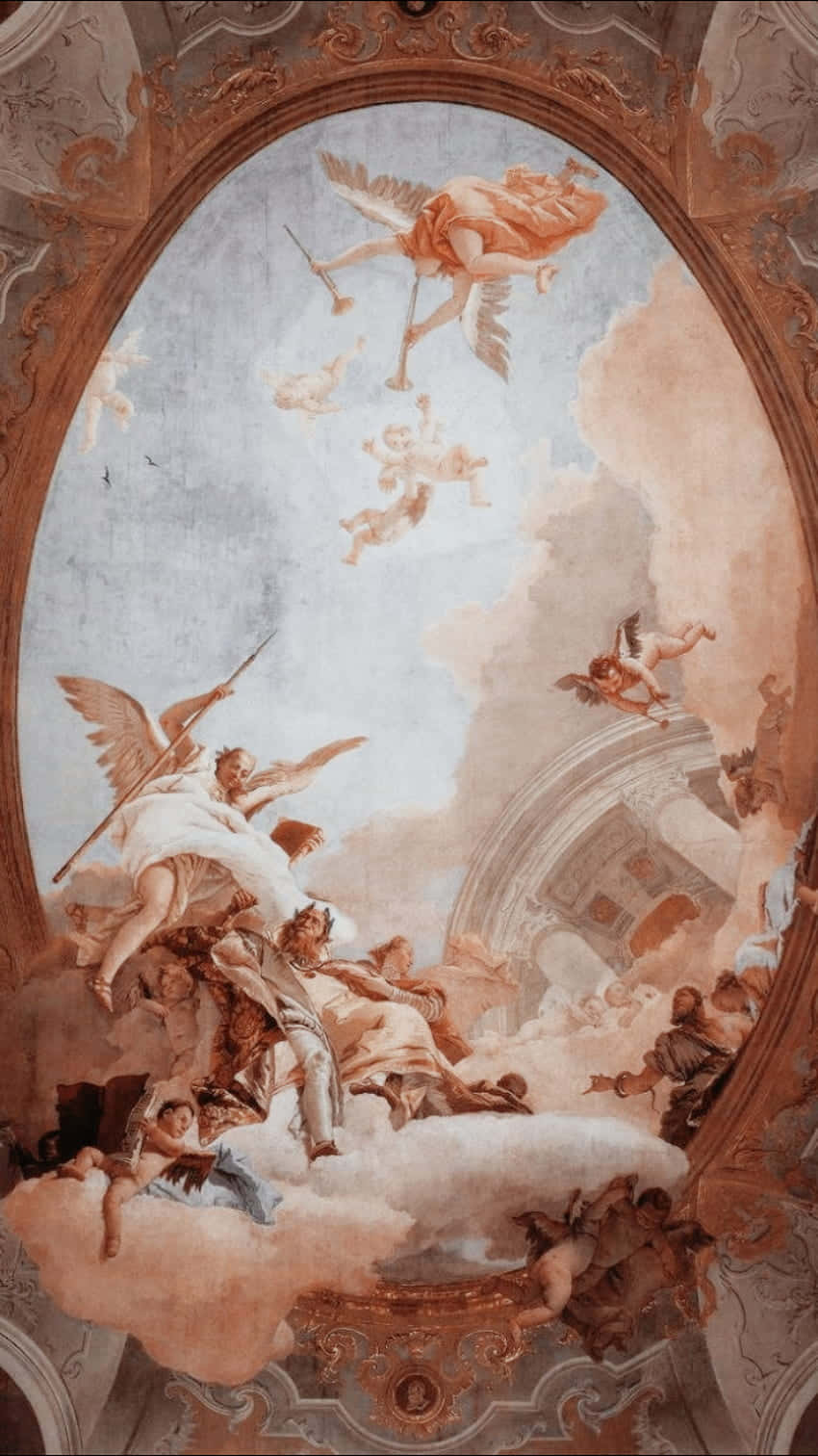 Baroque_ Ceiling_ Angels_ Artwork Wallpaper