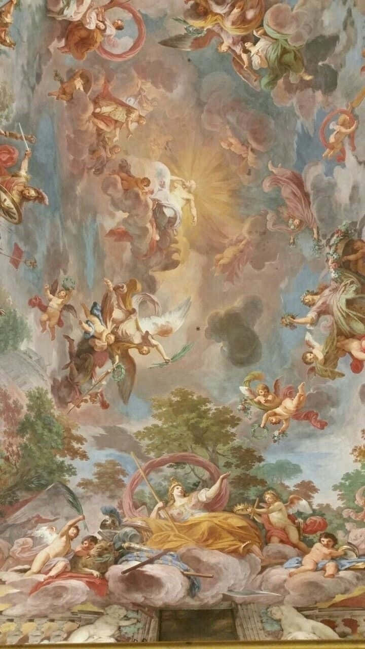 Baroque_ Ceiling_ Angels_ Ascension Wallpaper