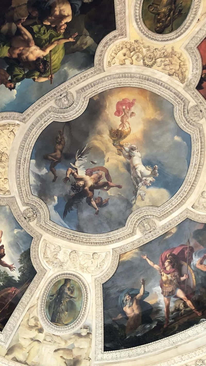 Baroque_ Ceiling_ Fresco_ Angels_and_ Mythology Wallpaper