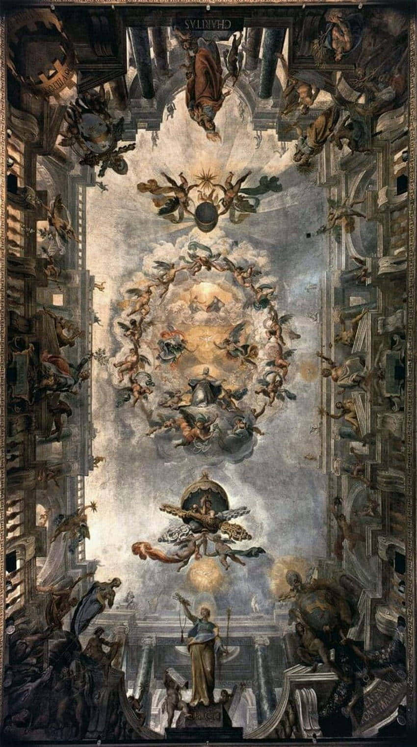 Baroque_ Ceiling_ Fresco_ Masterpiece Wallpaper