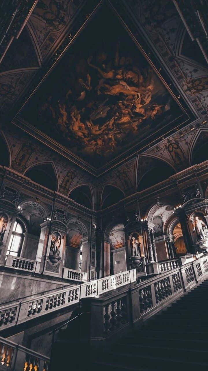 Baroque_ Grandeur_ Staircase Wallpaper