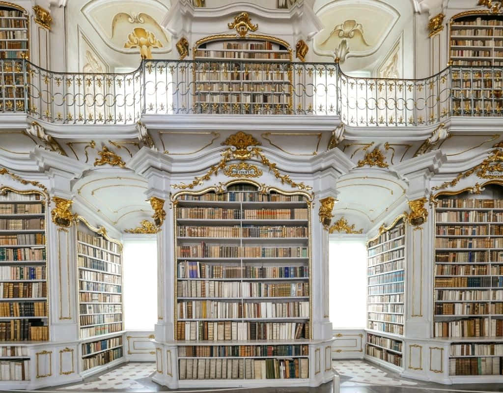 Baroque Library Hall Interior Wallpaper