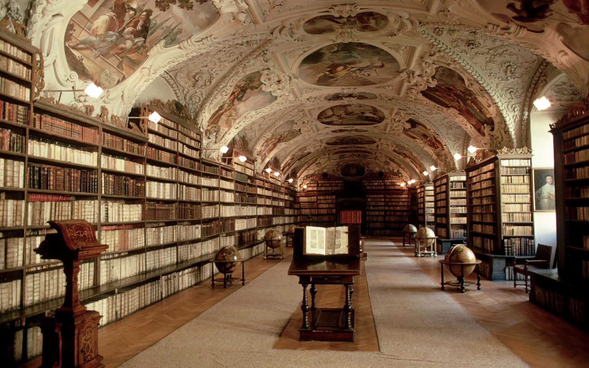 Baroque Library Hall Strahov Monastery Wallpaper