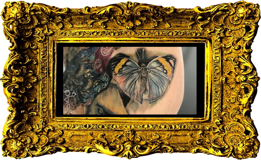 Baroque_ Frame_ Butterfly_ Tattoo_ Arm PNG