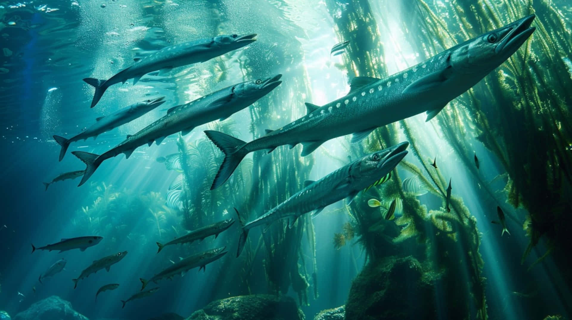 Barracuda School Underwater Wallpaper