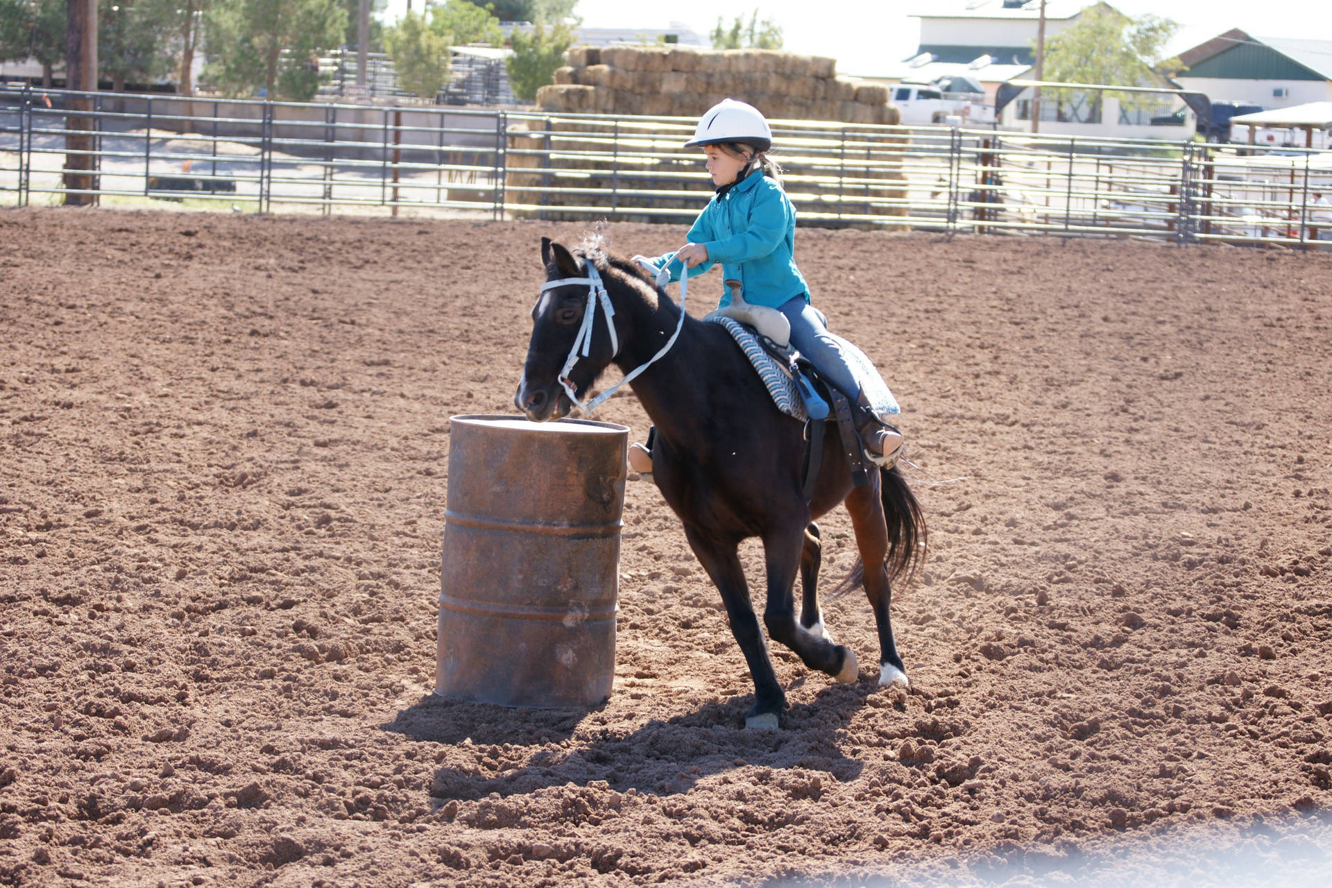 Cowboy Tapping on the Barrel Racing Horse Wallpaper