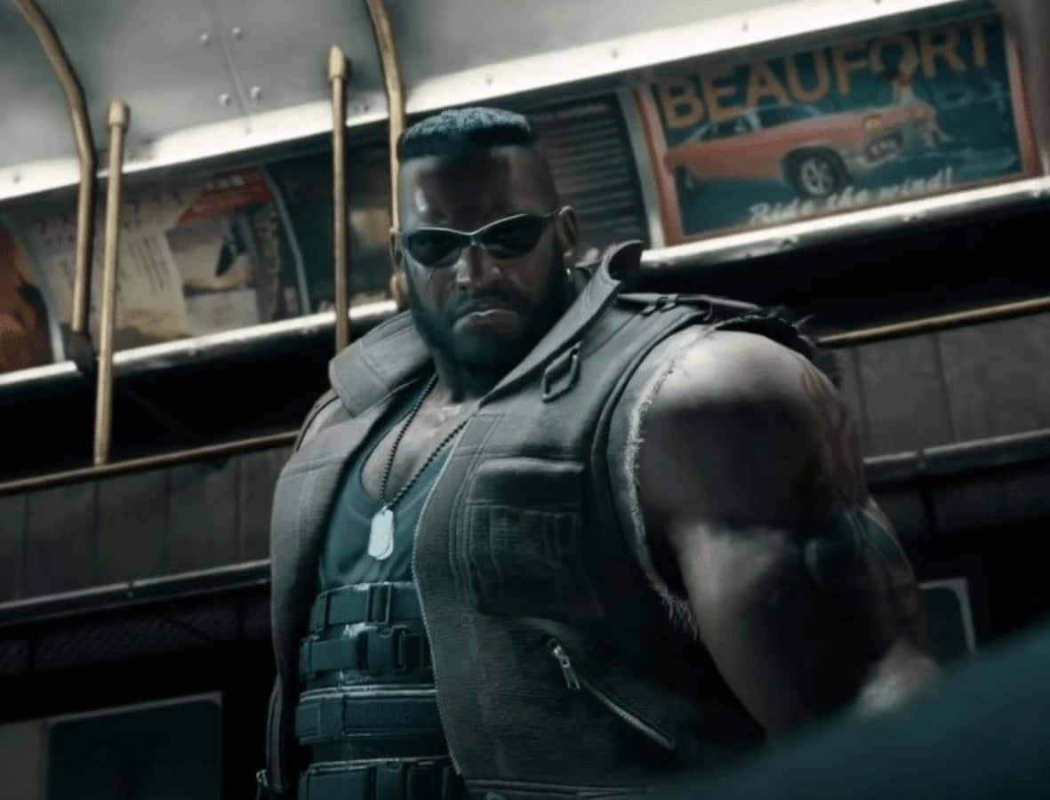 Barret Wallace In Action In Final Fantasy Vii Wallpaper
