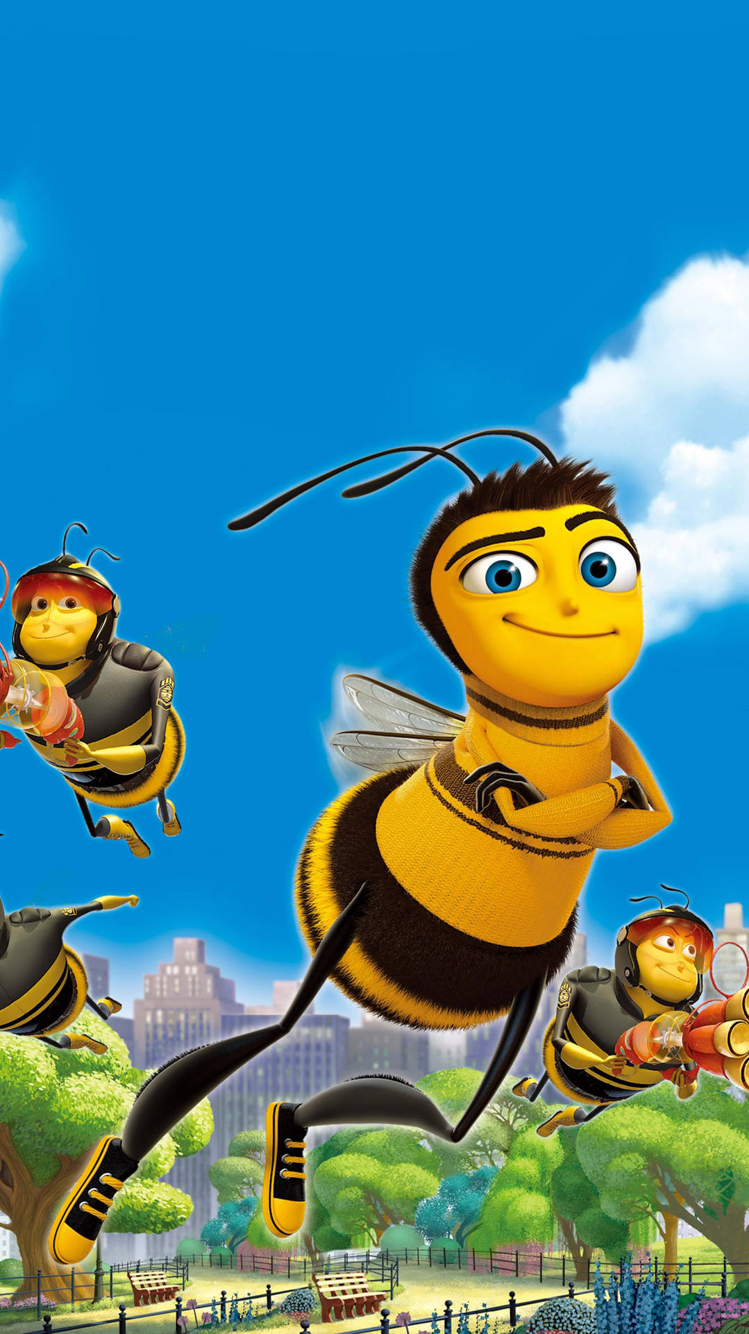Pósterde La Película Bee Movie Con Abejas Volando En El Aire Fondo de pantalla