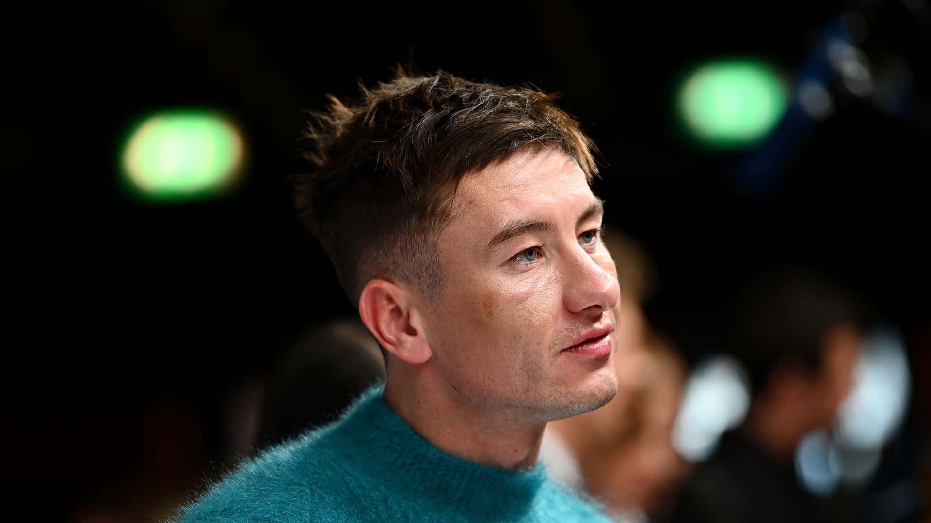 Barry Keoghan Profilein Blue Sweater Wallpaper