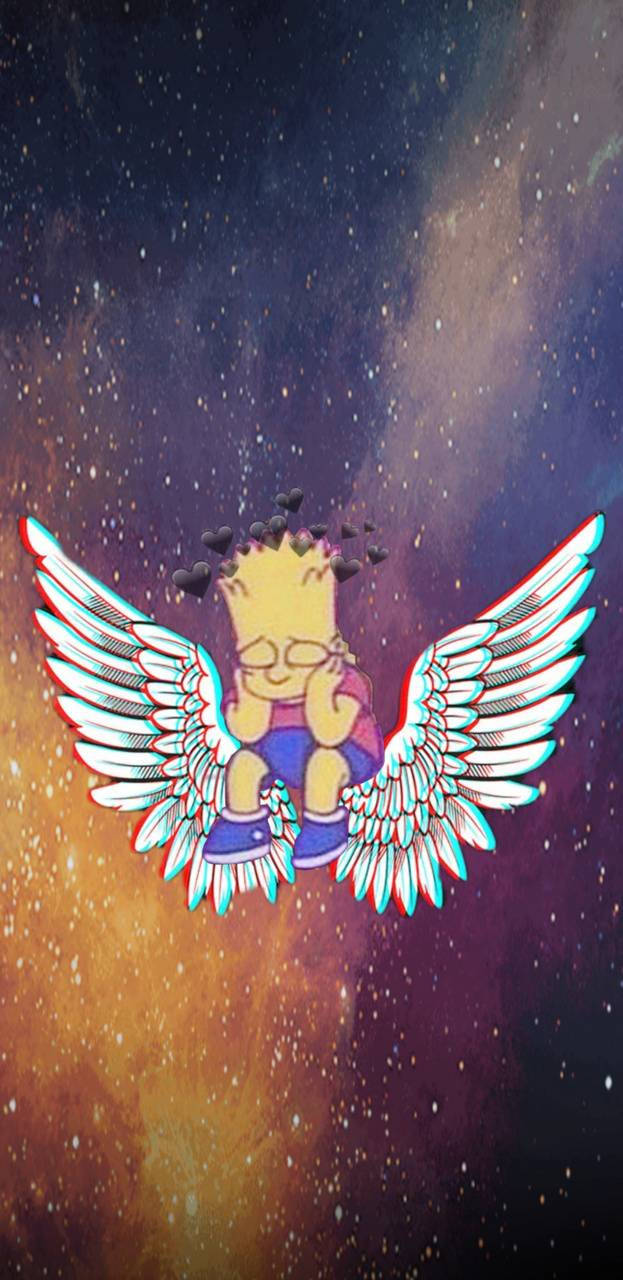 Bart Sad Angel Wings Wallpaper