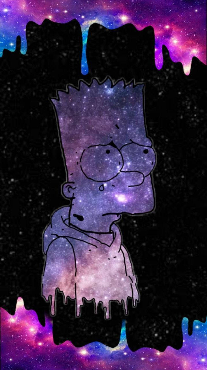 Download Sad Bart Simpsons Galaxy Night Time Wallpaper