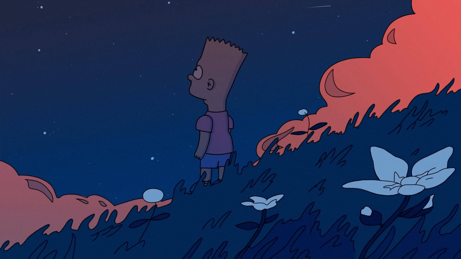 Bart sørgelig stirrer på himmel tapet Wallpaper
