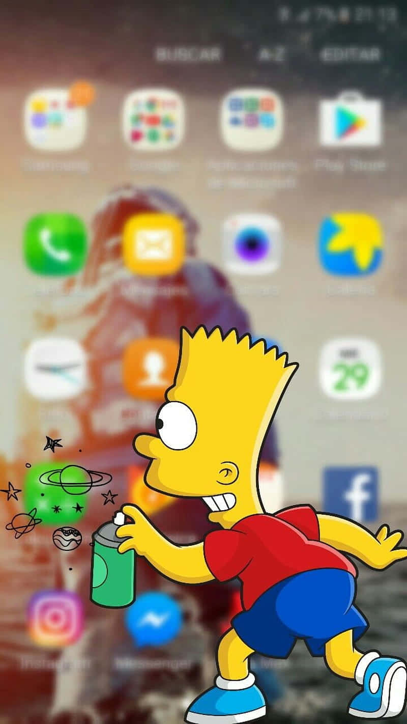 Bartsimpson Njuter Av Livets Små Nöjen. (this Could Be A Possible Translation For A Computer Or Mobile Wallpaper Featuring Bart Simpson Enjoying Some Of Life's Pleasures.) Wallpaper
