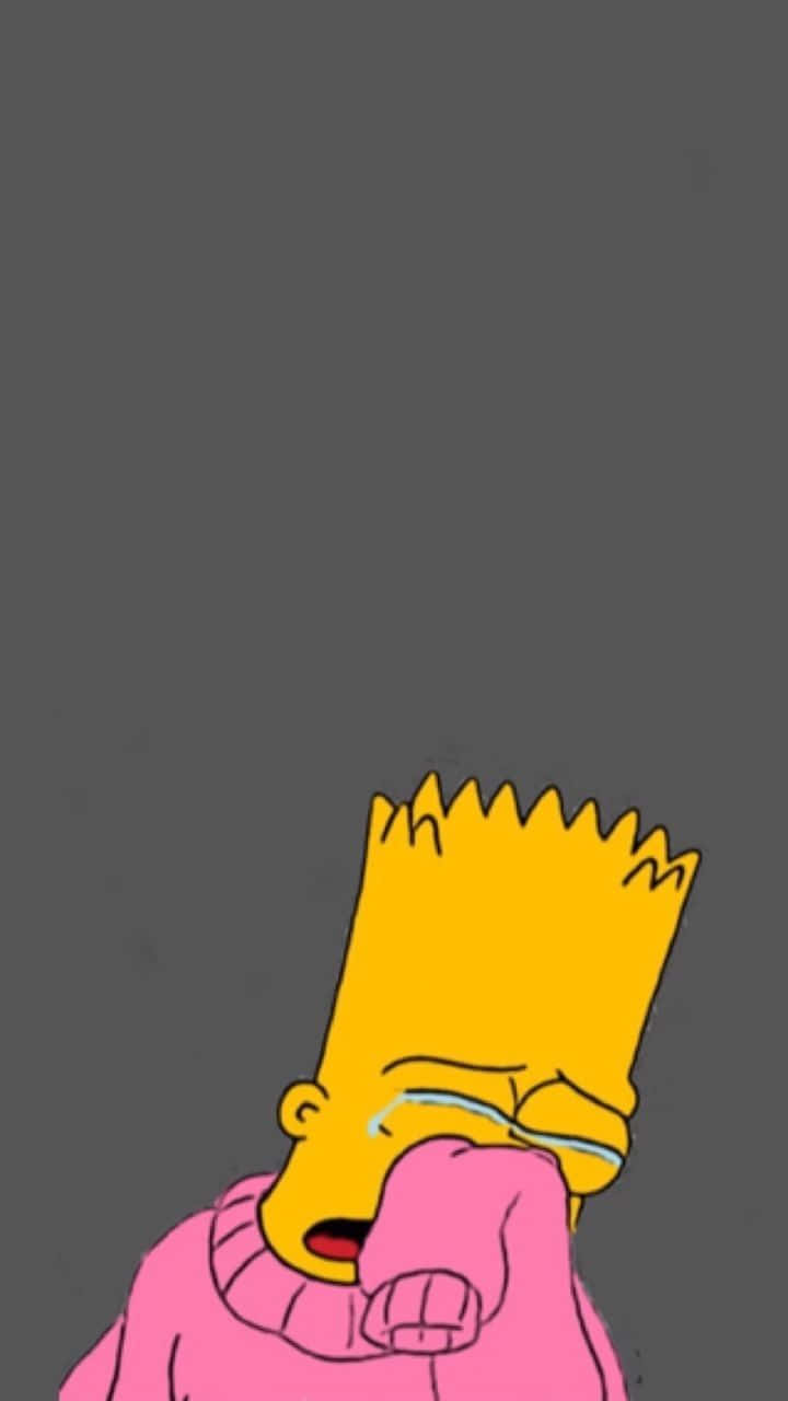 Tristebart Simpson Piange Sul Pavimento. Sfondo