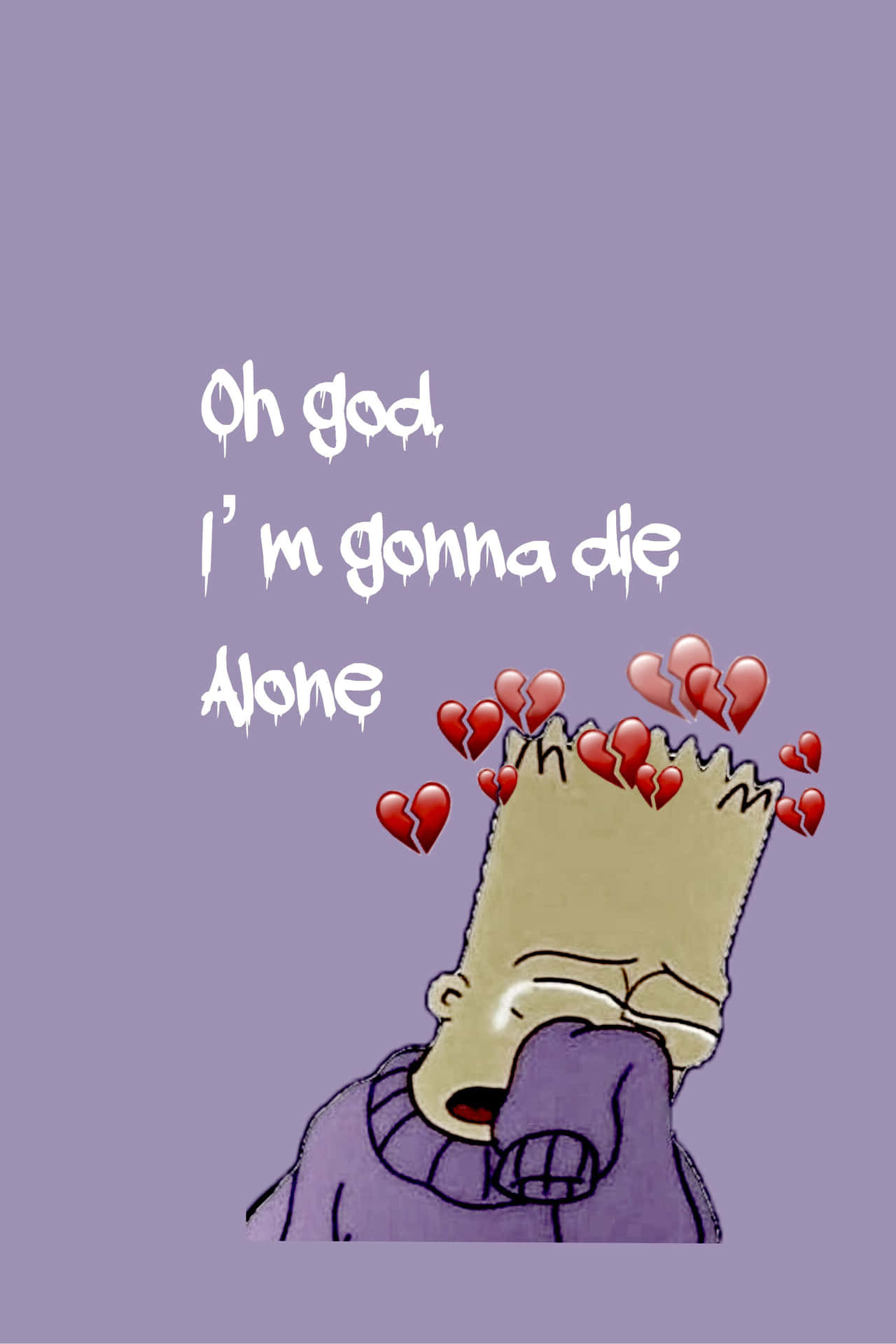Bart Simpson Crying Purple Background Wallpaper