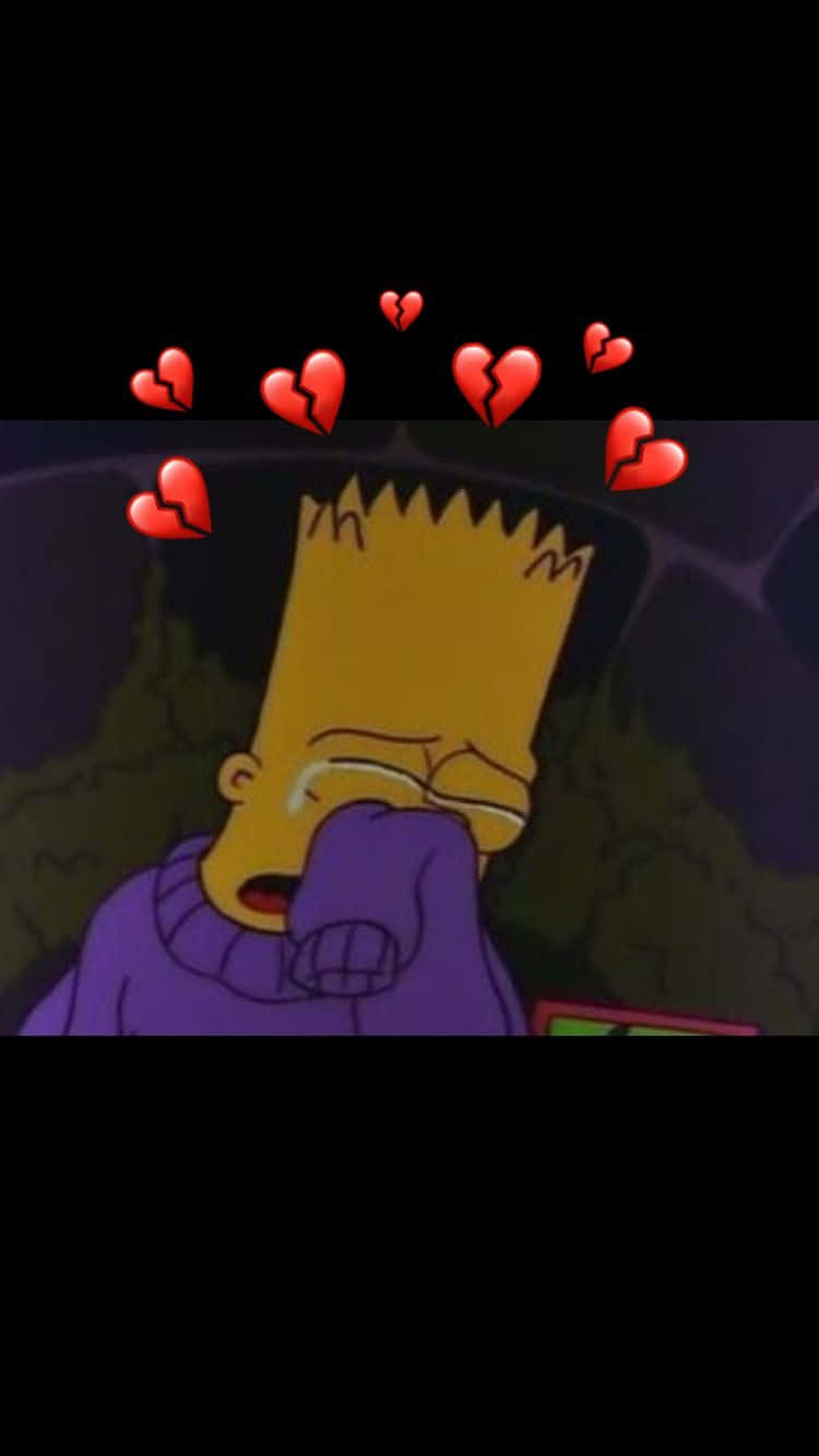 Bart Simpson Crying Broken Hearts Wallpaper