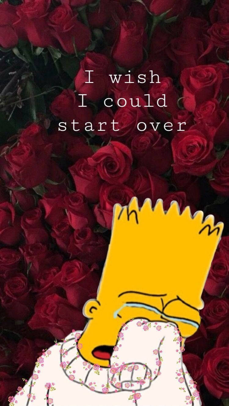 Bart Simpson græder trist dreng vejrbestandig rød tapet Wallpaper