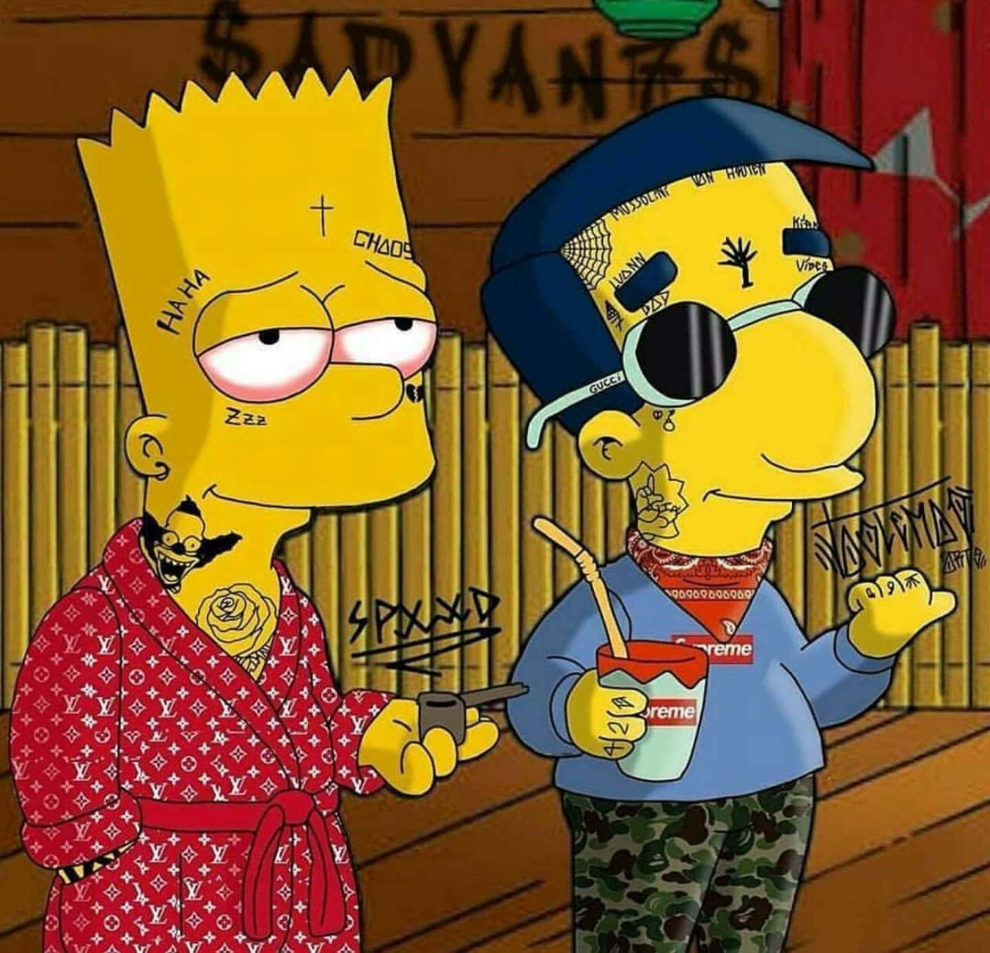 Mischievous Gangster Bart Simpson Wallpaper